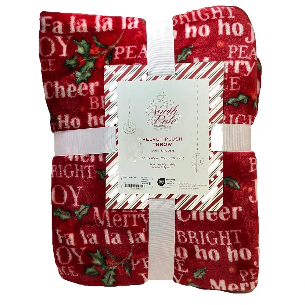 North‎ Pole Trading Co. Christmas/Holiday Throw Blanket Fleece Plush 50 x 60